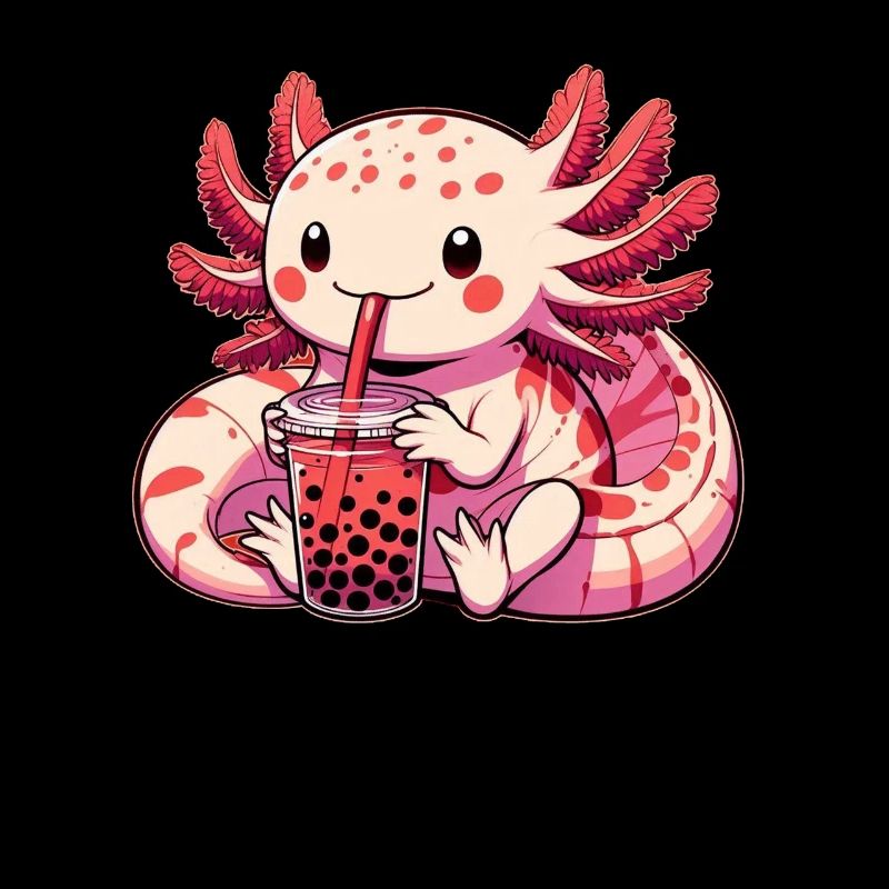 Axolotl Boba Tea Drinking Otaku Anime Lover