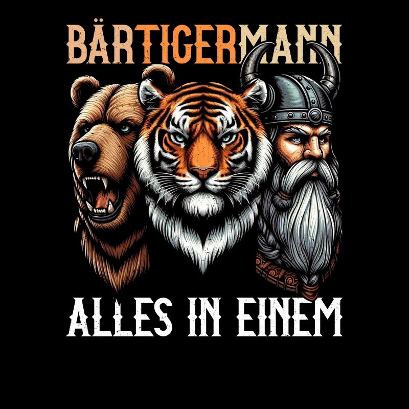 BEARDED MAN Viking Beard Man Tiger Funny