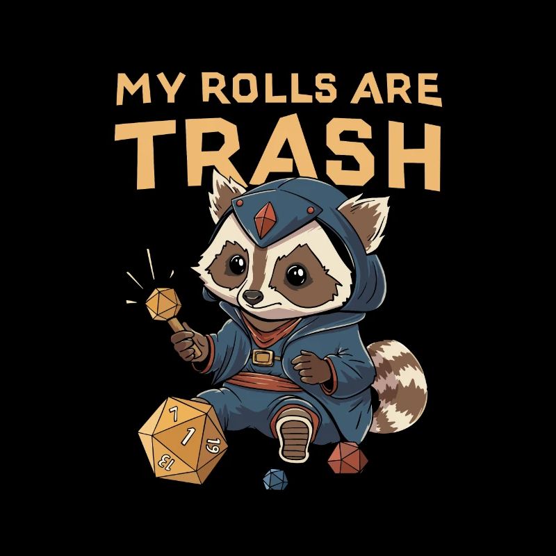 RPG Racoon Trash D20 Cube Design for an RPG