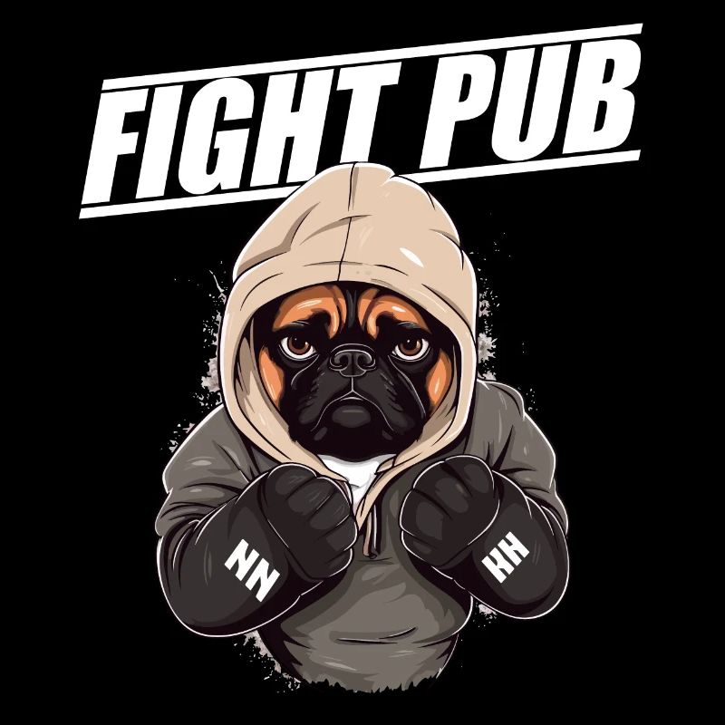 Fight Pub Mops mit Boxhandschuhen Boxer