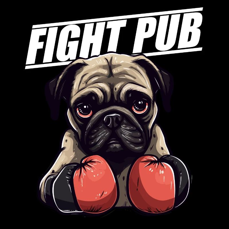Fight Pub Mops mit Boxhandschuhen Boxer
