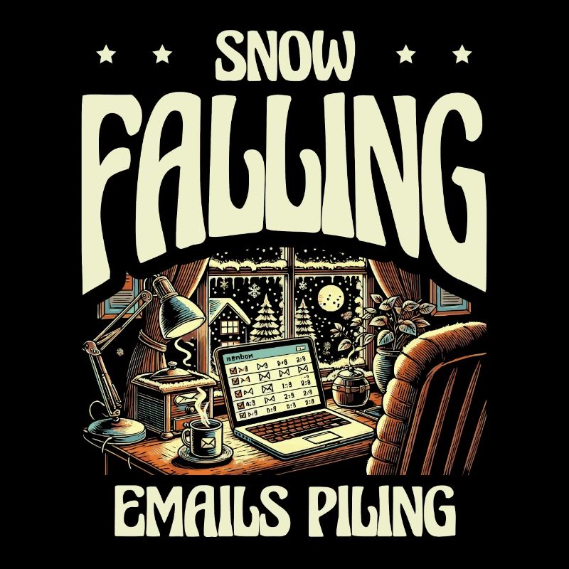 Schnee fallende E-Mails häufen sich, Winterarbeit