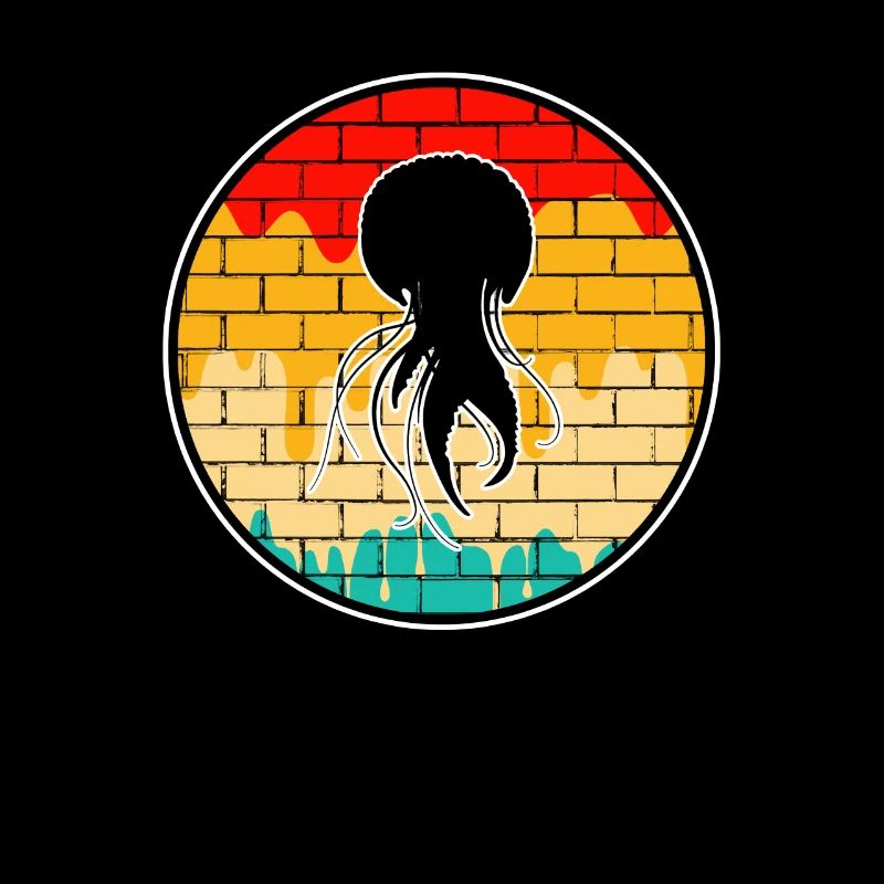 Logo rétro de méduse