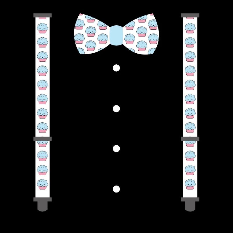 Bow tie and suspenders with muffin pattern