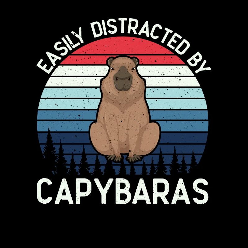 Retro Easily Distracted by Capybaras Capybara