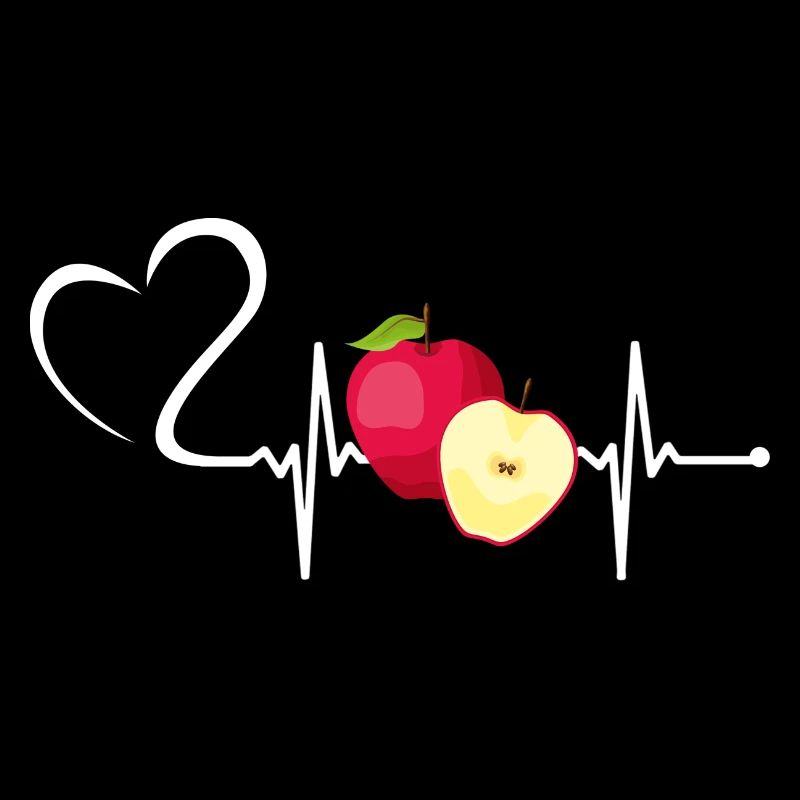 Witziges Herzschlag EKG Apfel Früchte Frucht Äpfel