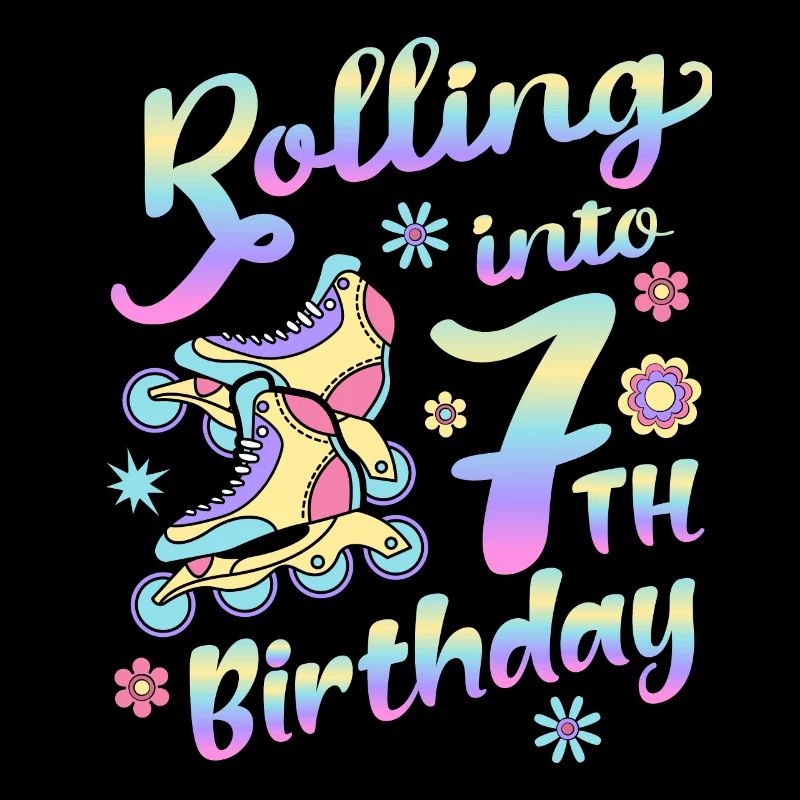 Rolling Into 7th Geburtstag Roller Skater