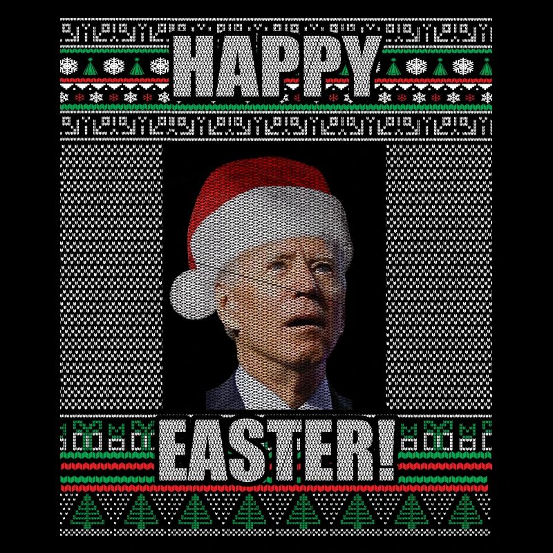 Drôle Biden Pull de Noël moche Joyeuses Pâques