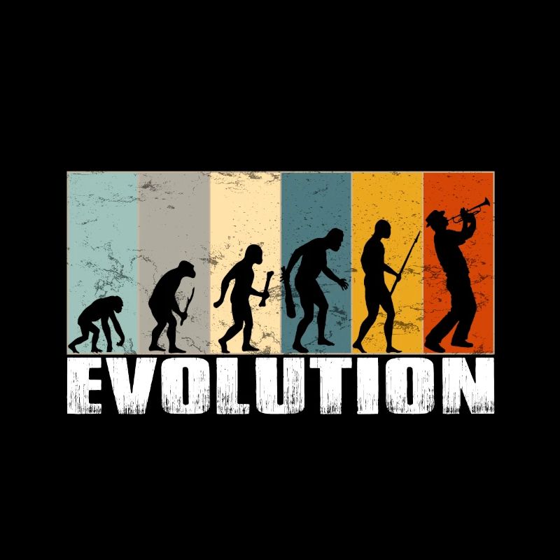 Evolution Urmensch zu Trompetenspieler Trompete