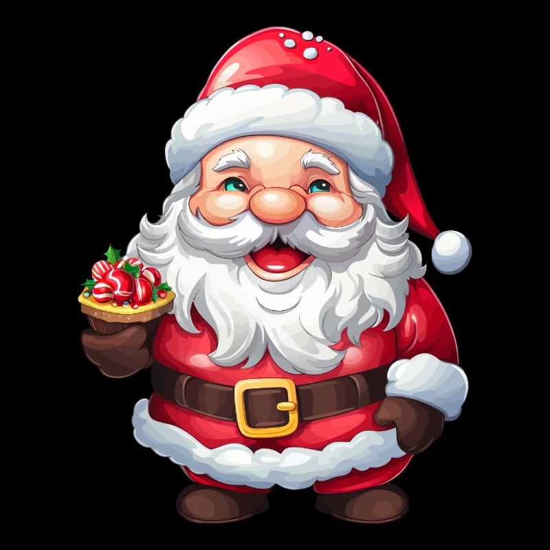 Weihnachtsmann mit Bart, Mütze und Süssigkeiten