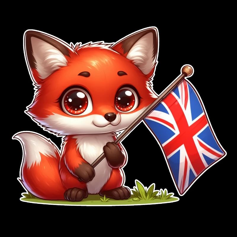 Renard mignon avec le drapeau du Royaume-Uni