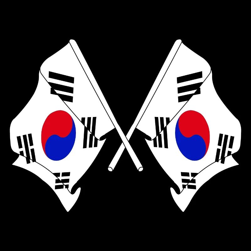 Deux drapeaux croisés de la Corée du Sud
