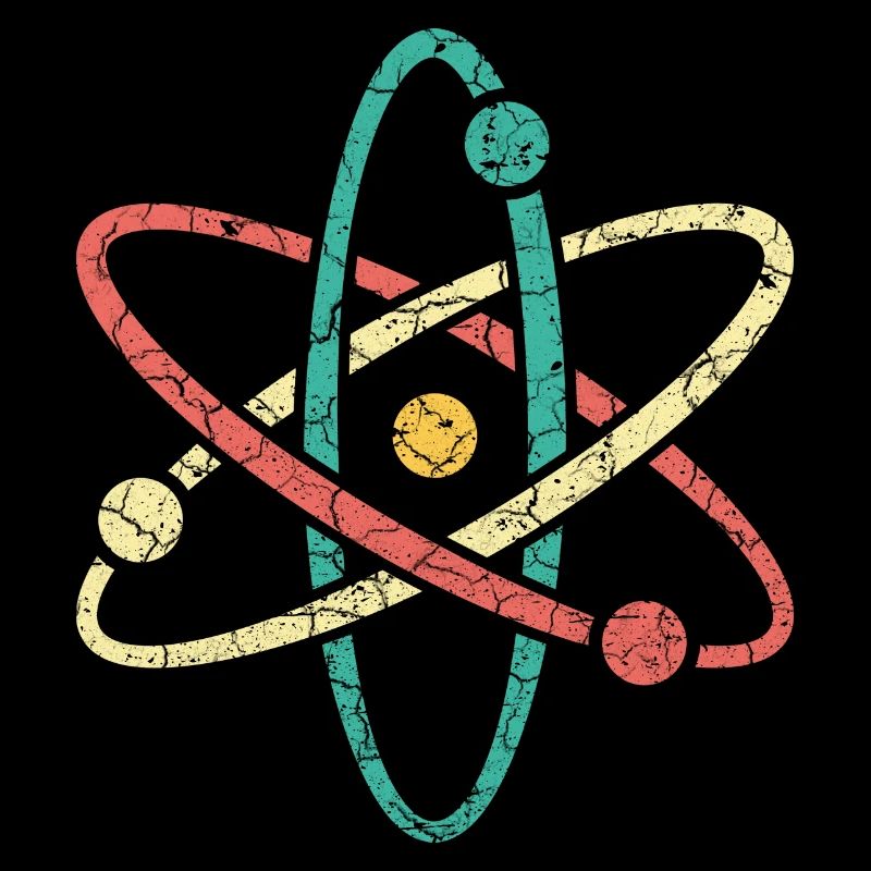 Cool atom in vintage style for nerds & students