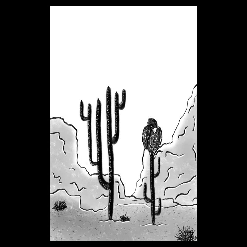 Cactus and vulture
