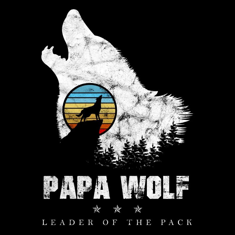 Papa Wolf Pack Leader Father's Day Wolf's Vintage