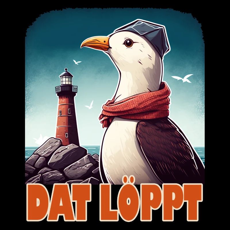Dat Löppt Möwe Leuchtturm Meer Plattdeutsch Norden