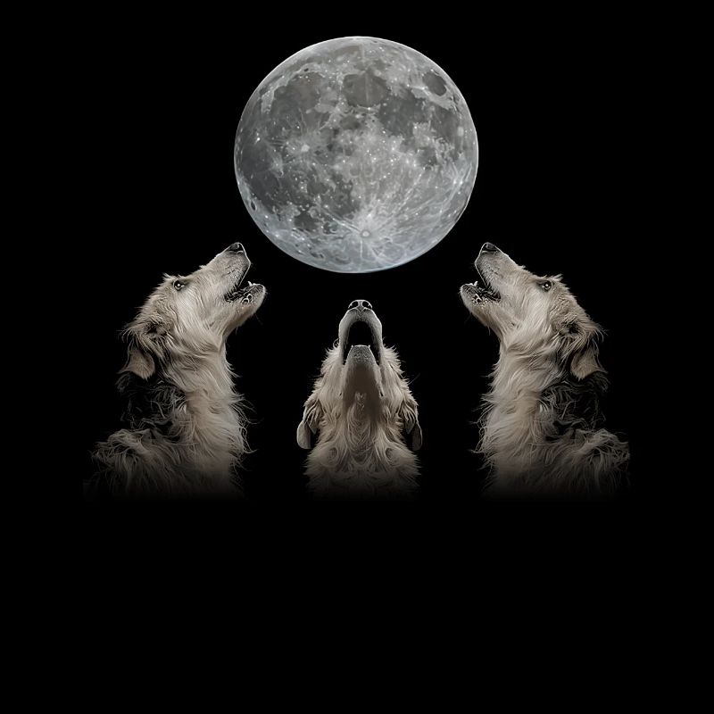 Irish Wolfhound Dog Howling Moon