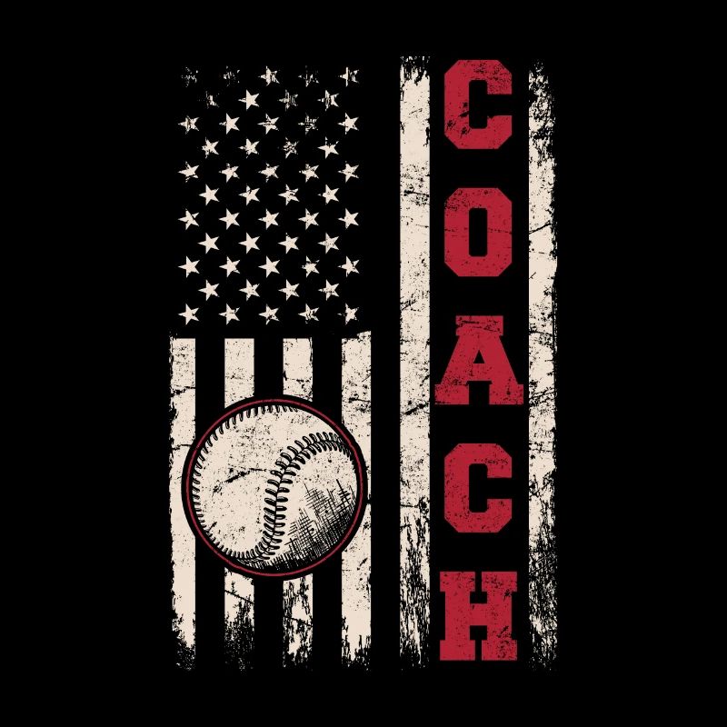 Baseball Coach Coaching American Flag Baseball Tra