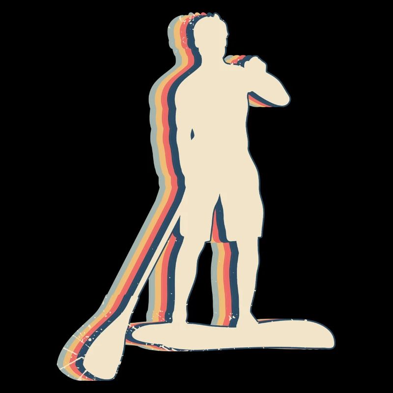 Stand Up Paddle SUP Retro Line Art