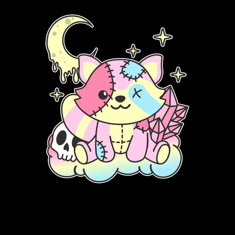 Kawaii Gothic Waschbär Pastellfarben Gothic