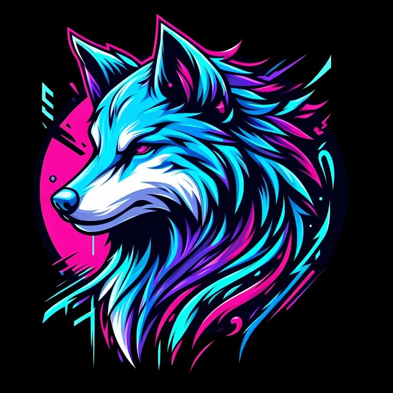 Dreamy Wolf Retro Design