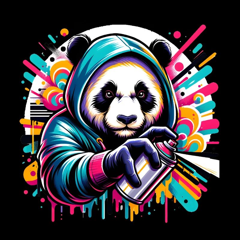 funny panda bear with graffiti and spray can