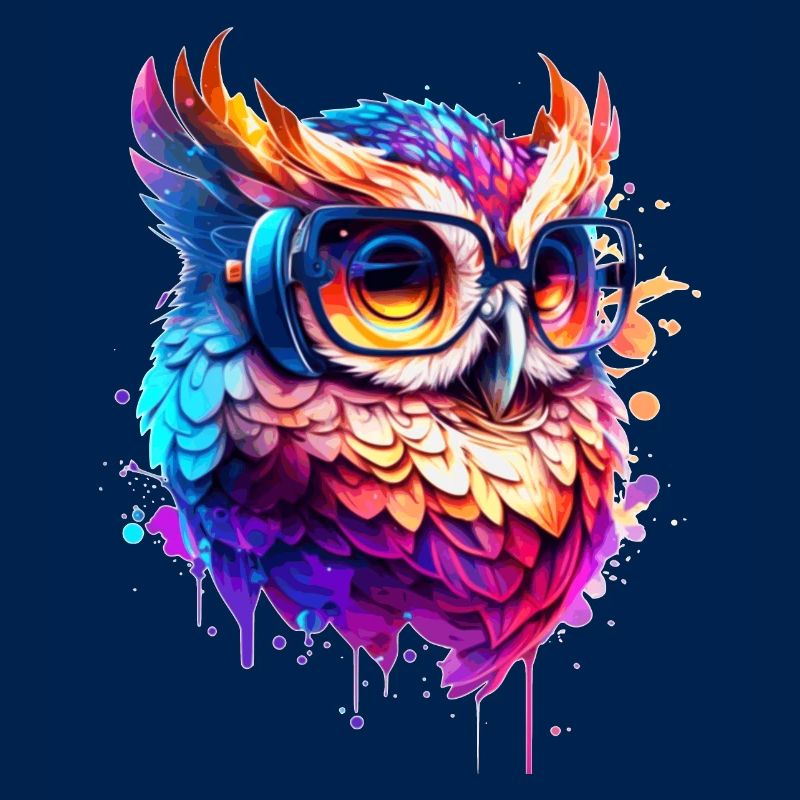 Party Eule als Vogel in bunt als cooles Artwork