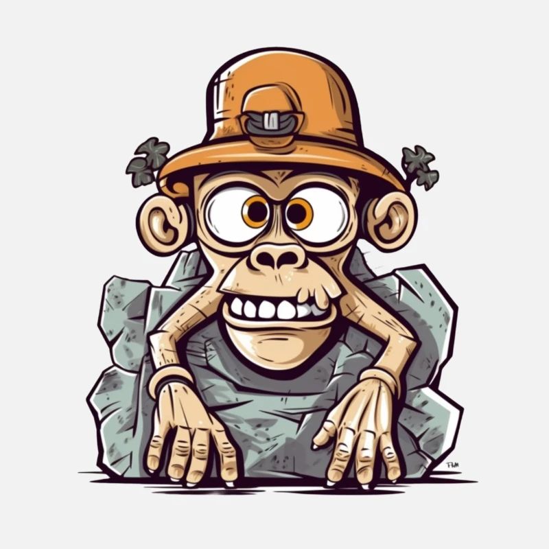 Œuvre d’art de singe aventureux avec chapeau d’alpinisme