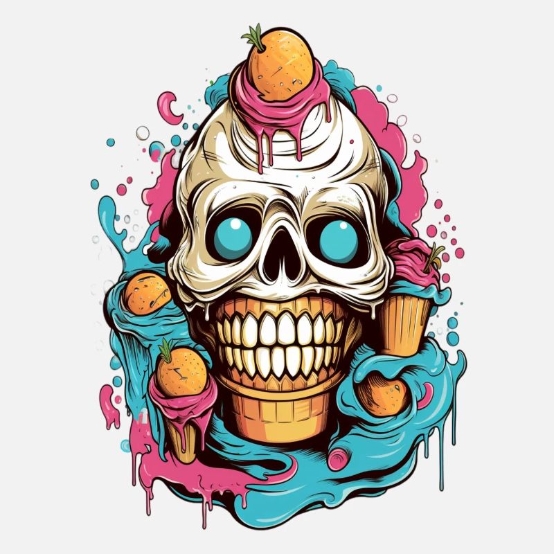 Skull Eistüte mit Fruchtmotiven