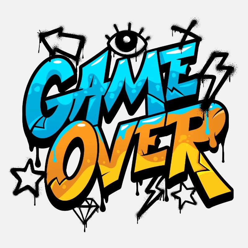 Game Over Graffiti Neon Gradient