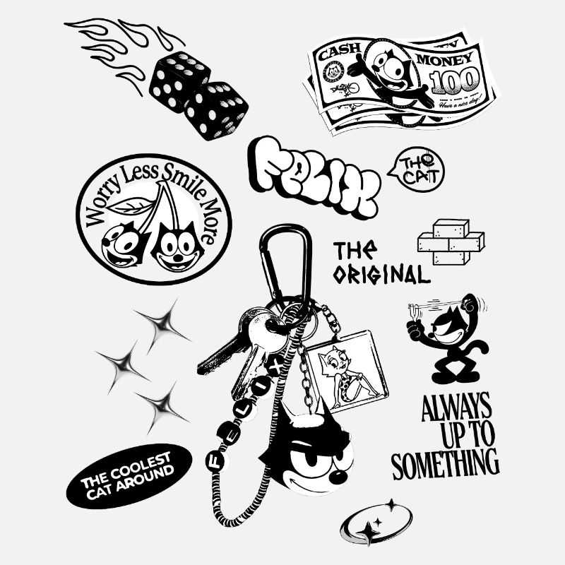 Felix The Cat Collage Avec Divers Autocollants
