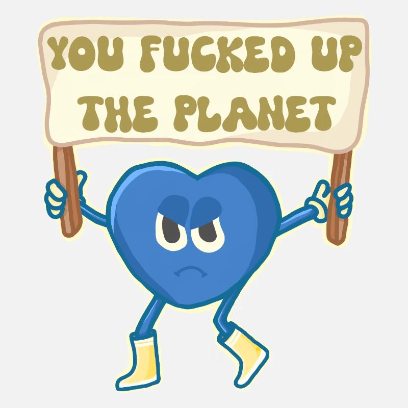 Klimaaktivistin Retro-Maskottchen