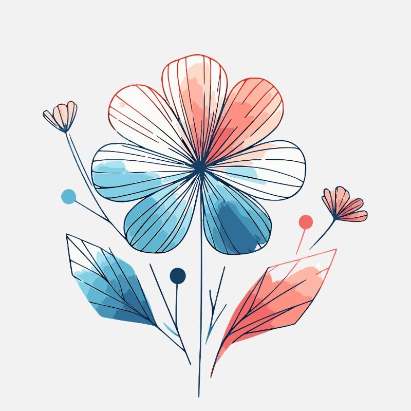 Einfache Blume gezeichnet mit Wasserfarben