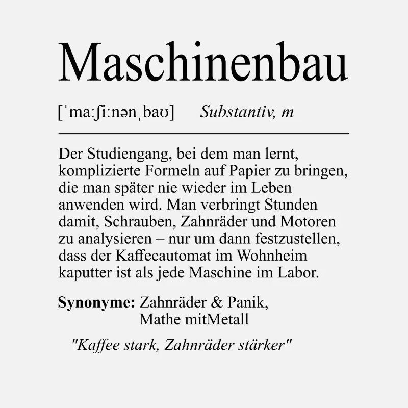 Unispruch "Maschinenbau" Geschenk, Studenten