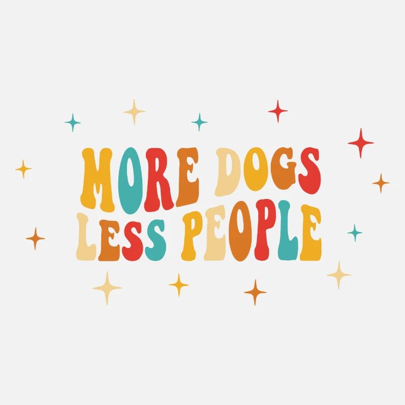 Plus de chiens, moins de gens - Design rétro groovy
