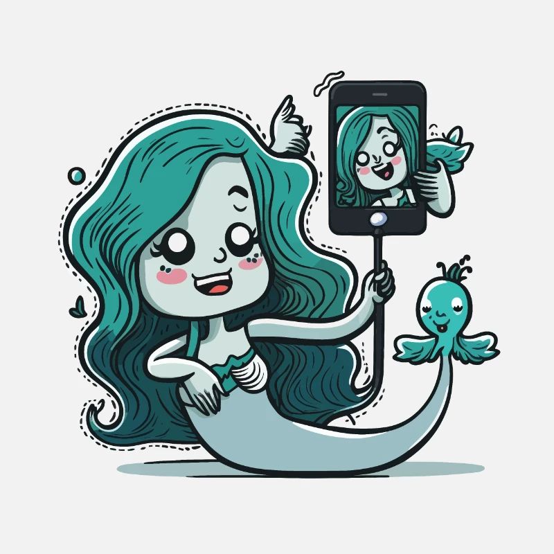 Sirène aimant les selfies