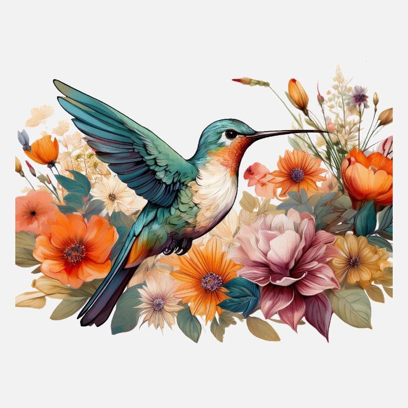 Kolibri mit Blumen