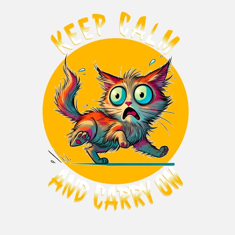 Keep Calm and Carry On - Erschreckte Katze & Weish