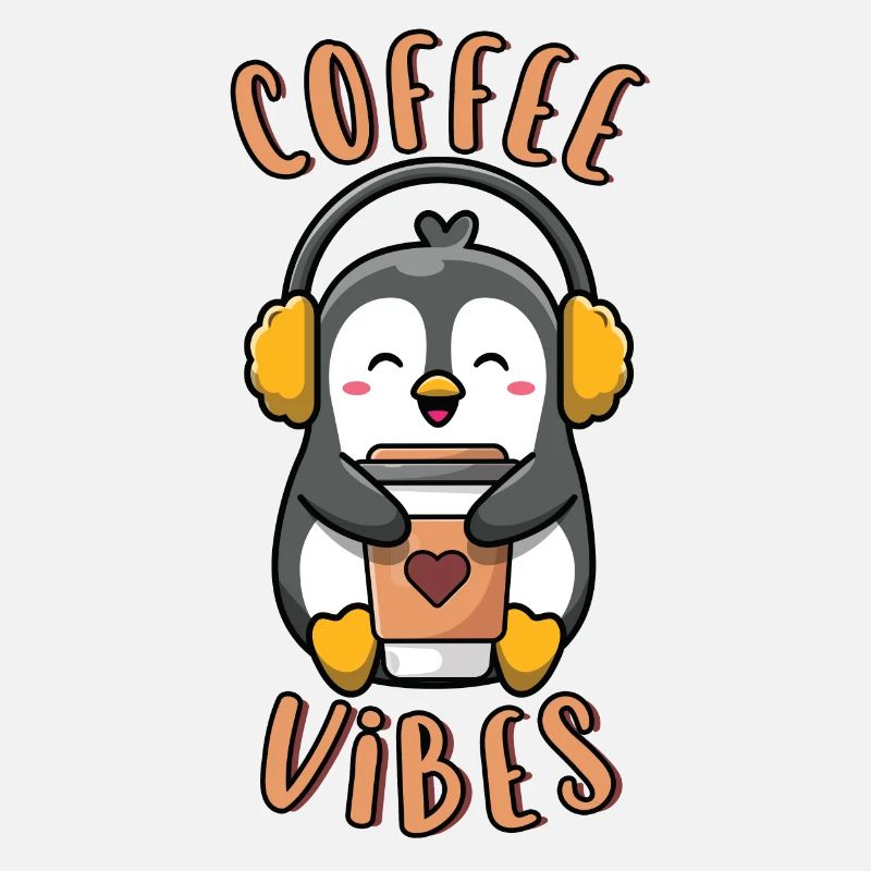 Coffee Vibes Lustiger süßer Pinguin mit Kaffee