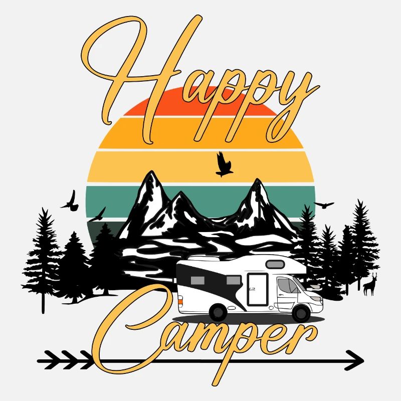 Happy Camper Campinghome Mountains Coucher de soleil