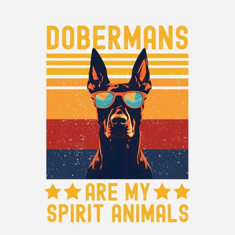 Dobermann mit sonnenbrille retro
