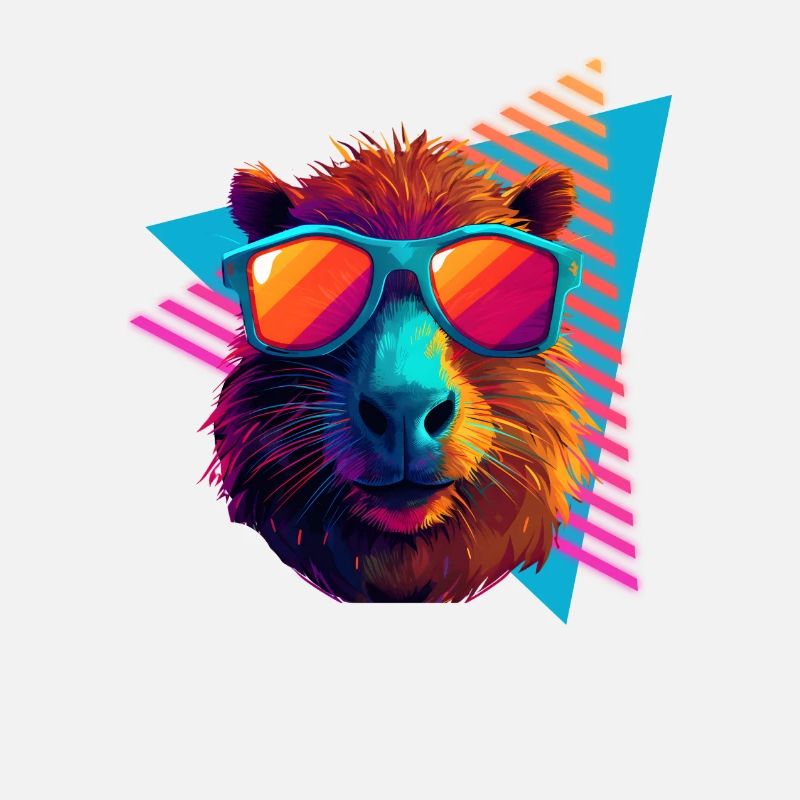 Capybara mit Sonnenbrille 80er Jahre Stil