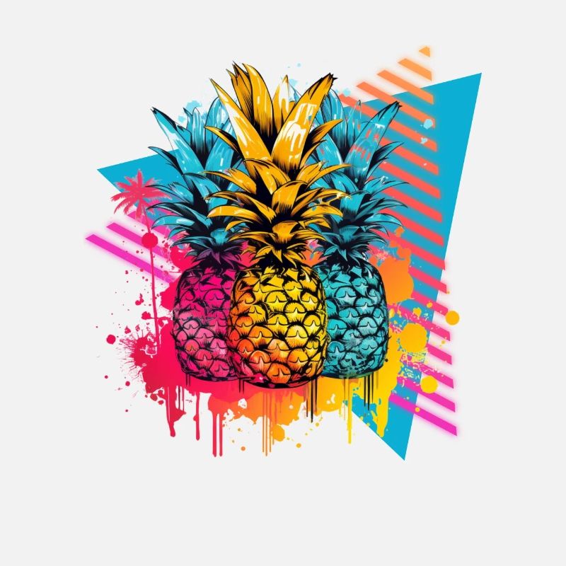 Pineapple Palms Splashes of Paint Splashes