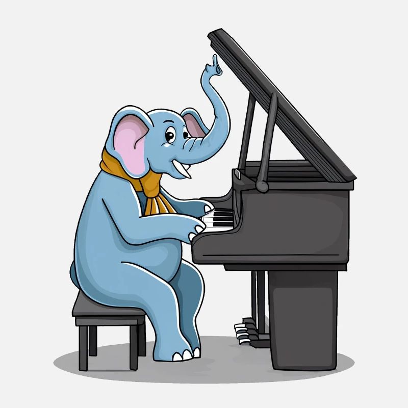 An elephant playing the piano