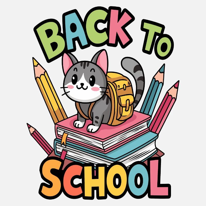 Adorable Cat Ready for Back to School