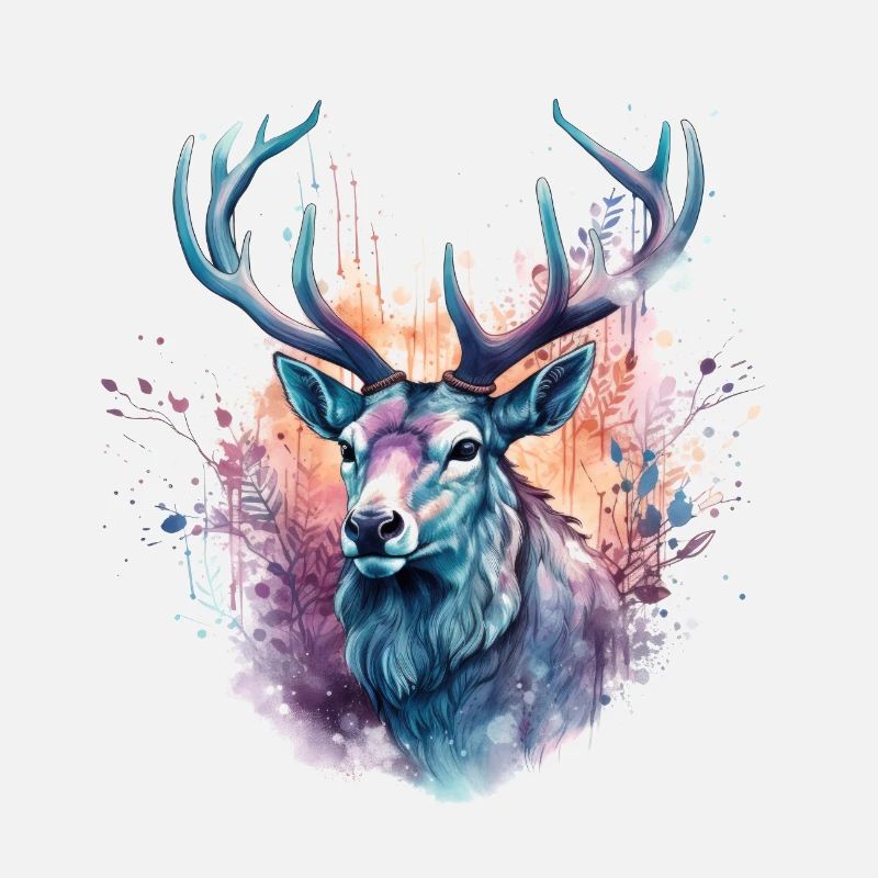 Hirsch Bunt Aquarell