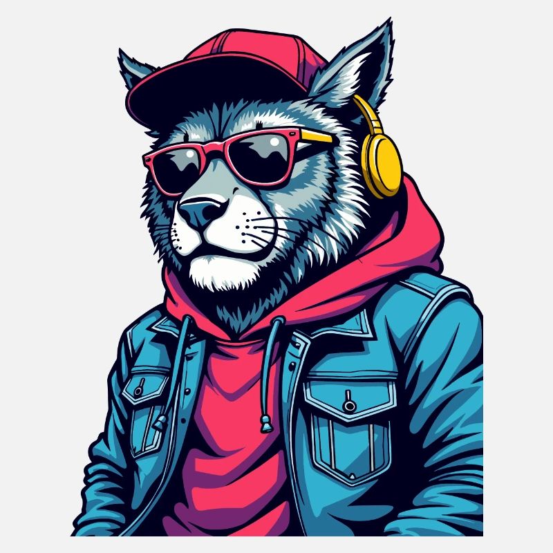 Chat élégant avec sweat à capuche et lunettes de soleil