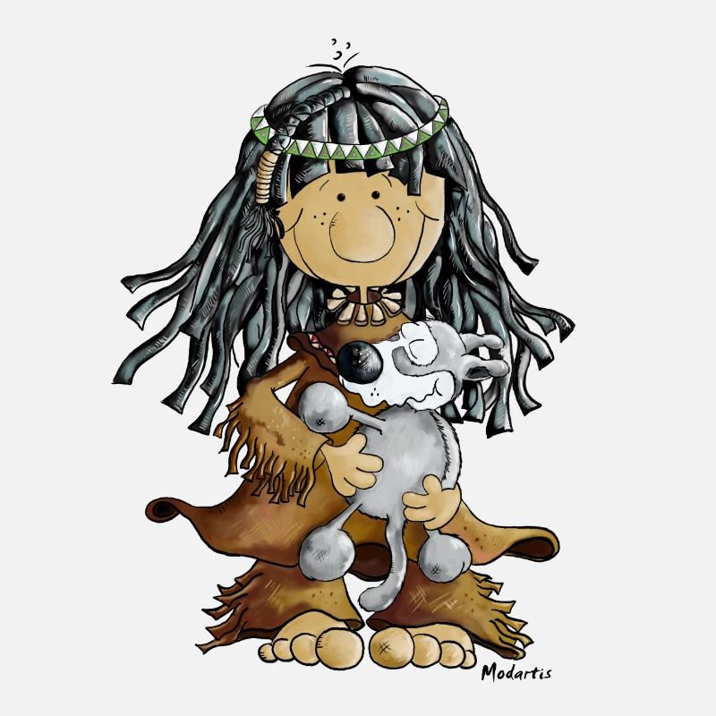 Indianer und Wolf - Freunde