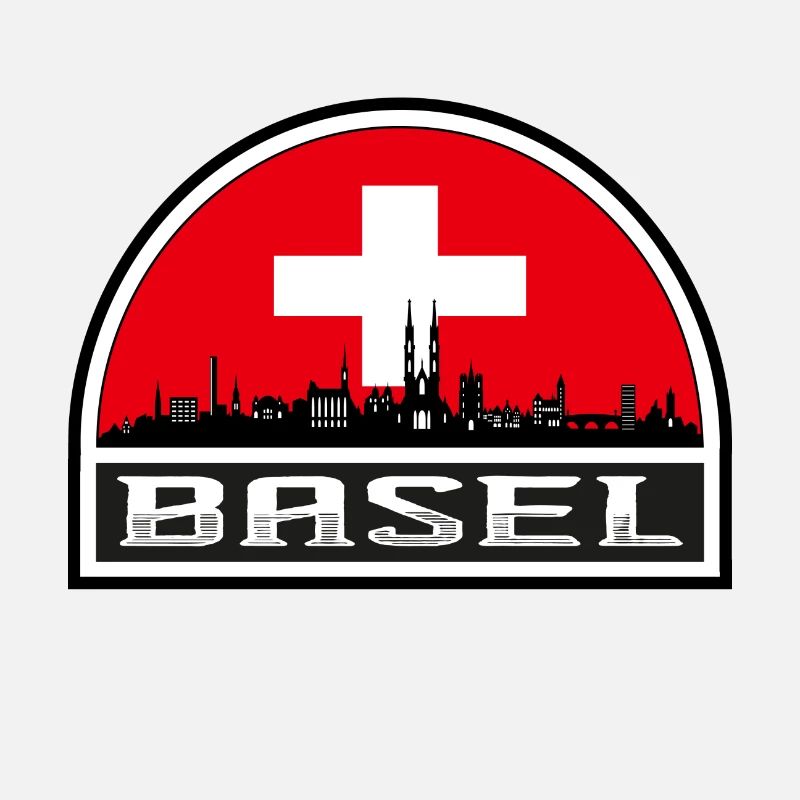 Basel Schweiz Skyline Silhouette Schweizer Flagge Tr