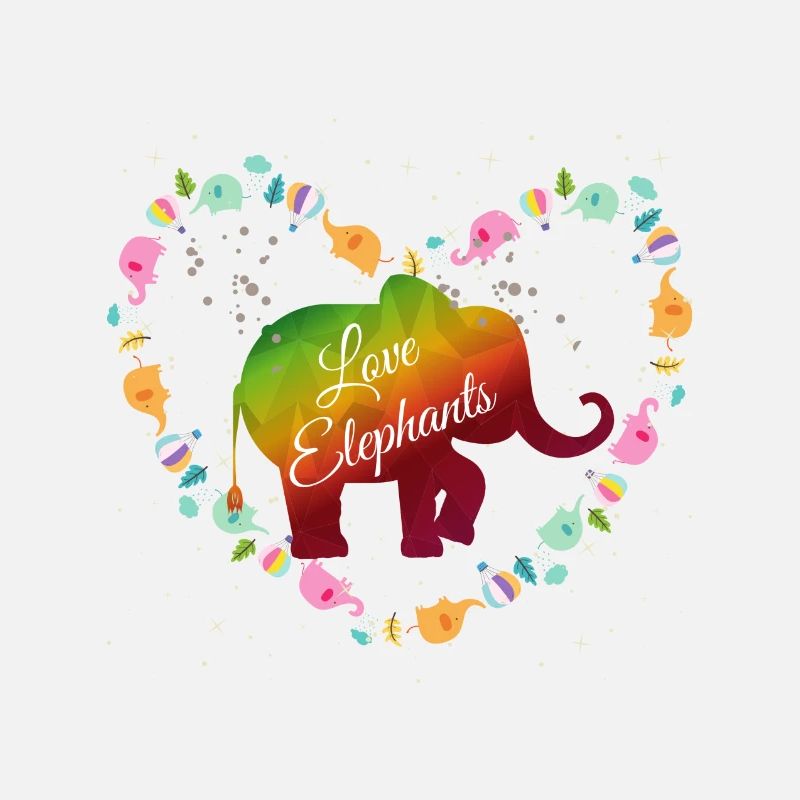 Regenbogen Elefanten Herzdesign